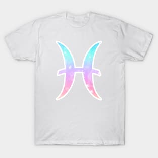 Pisces Zodiac Symbol in Magical Unicorn Colors T-Shirt